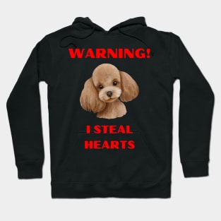 Warning I Steal Hearts Cute Watercolor Poodle Hoodie
